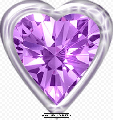 Purple Diamond Heart PNG File With Alpha