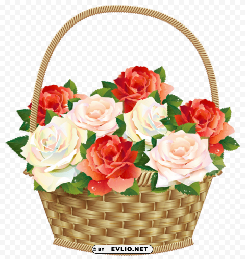 PNG image of roses in basket transparent No-background PNGs with a clear background - Image ID ac02cdb9