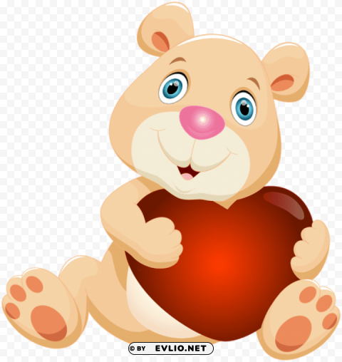 Teddy Bear With Heart Isolated PNG Image With Transparent Background