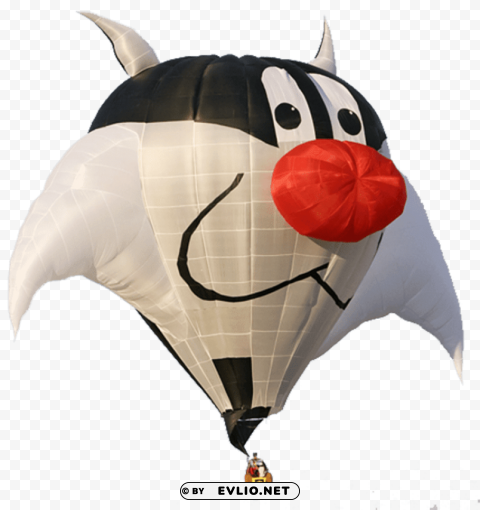 cat hot air balloon Isolated Design Element on PNG