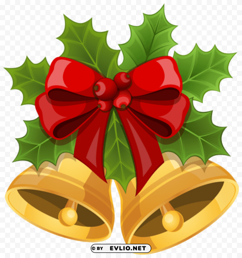 christmas bells with bow Isolated Character in Clear Transparent PNG