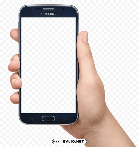 hand holding smartphone Clean Background Isolated PNG Object