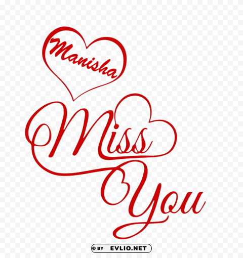 manisha heart name Isolated Character in Transparent PNG Format