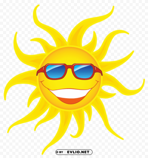 sun with red sunglassespicture Transparent PNG Illustration with Isolation clipart png photo - ceb822b4