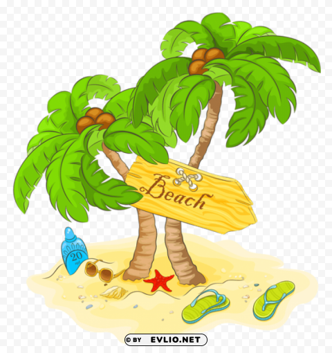 transparent beach palm decor PNG files with clear backdrop assortment