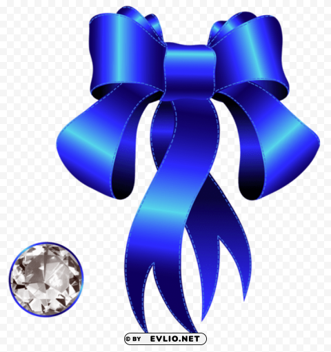 blue decorative bow with diamond PNG images with no attribution