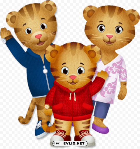 daniel tiger with mum and dad HighQuality PNG Isolated on Transparent Background