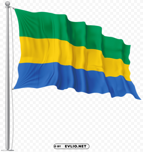 gabon waving flag Transparent PNG Object with Isolation