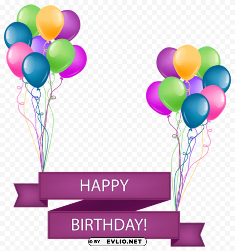 happy birthday banner with balloons Transparent PNG images pack