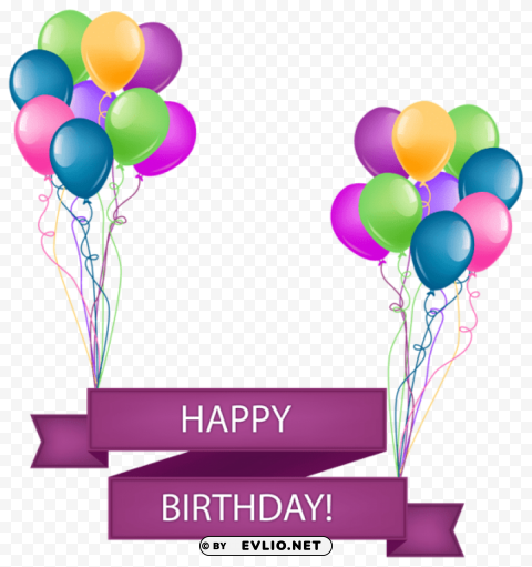 Happy Birthday Banner With Balloons Transparent PNG Images Pack