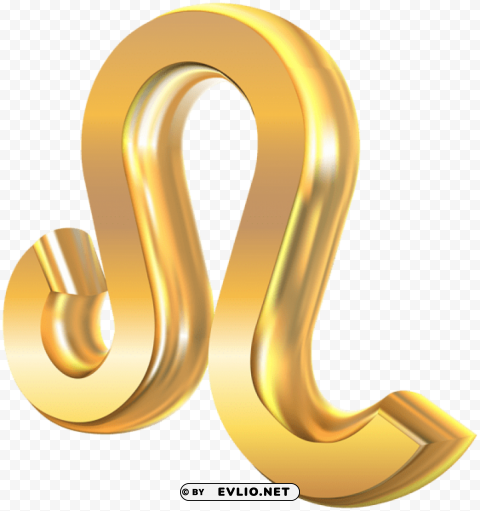 leo 3d gold zodiac sign Isolated Icon with Clear Background PNG