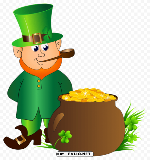 leprechaun with pot of gold transparent PNG with Isolated Object