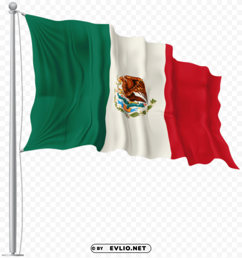 Mex Waving Flag PNG Image Isolated On Clear Backdrop