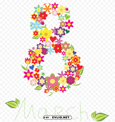 8 march floral text decor HighResolution PNG Isolated Illustration