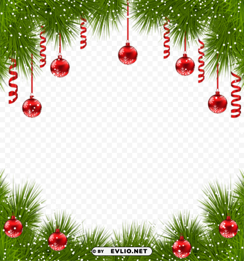 christmasframe with red ornaments PNG images with alpha channel selection