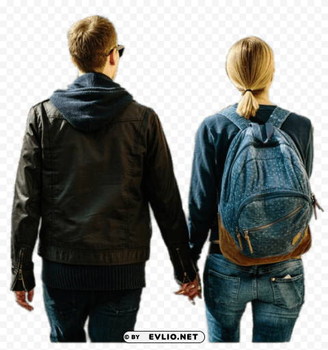 Transparent background PNG image of couple walking view from behind PNG with Transparency and Isolation - Image ID ad12e8b3