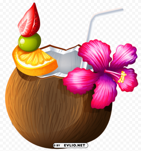 exotic coconut cocktail PNG images with no background needed