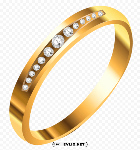 gold ring with diamonds Isolated Object with Transparency in PNG