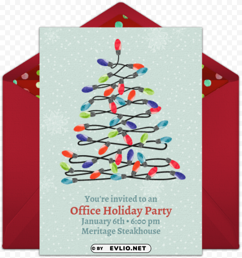 happy holiday lights online invitation - light bulb christmas tree PNG Image Isolated with Transparency