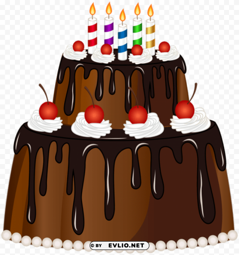 birthday cake with candles Transparent PNG Isolated Graphic with Clarity
