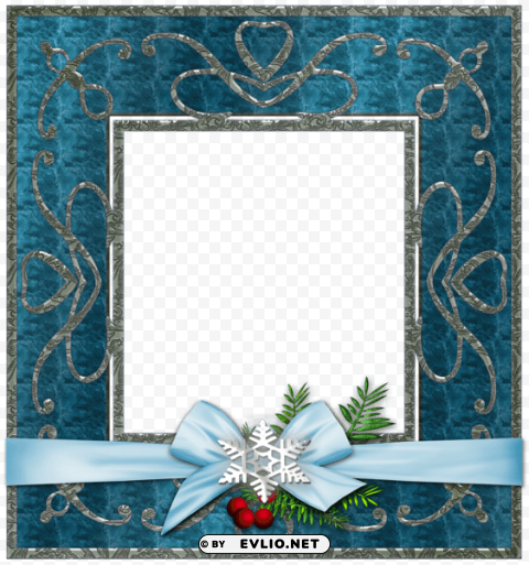 blue transparent christmas photo frame PNG graphics