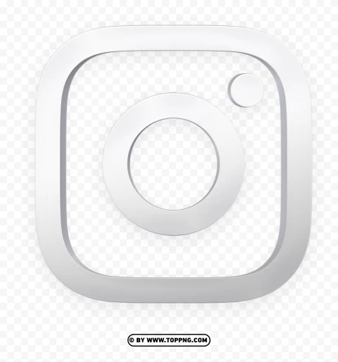 3d white instagram logo symbol hd Isolated Artwork in Transparent PNG Format