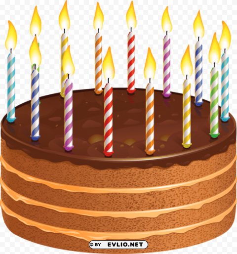chocolate cake with candles Clear Background PNG Isolated Illustration