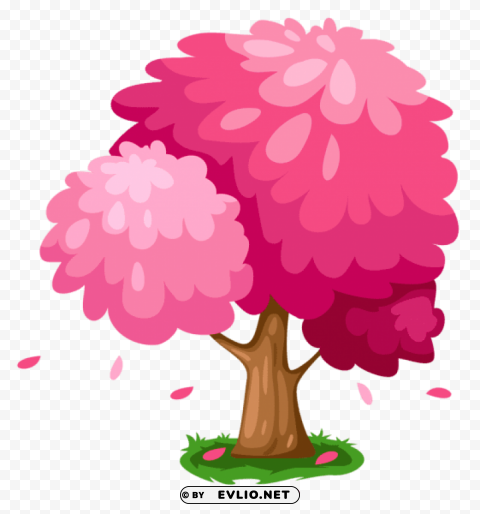 cute pink spring tree PNG with no cost