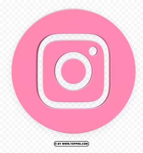 hd light pink round 3d instagram ig logo icon Isolated Artwork with Clear Background in PNG