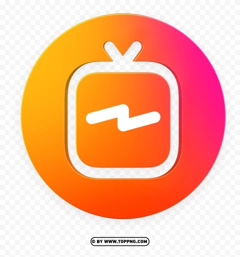 igtv logo circle 3d design Isolated Character in Transparent Background PNG
