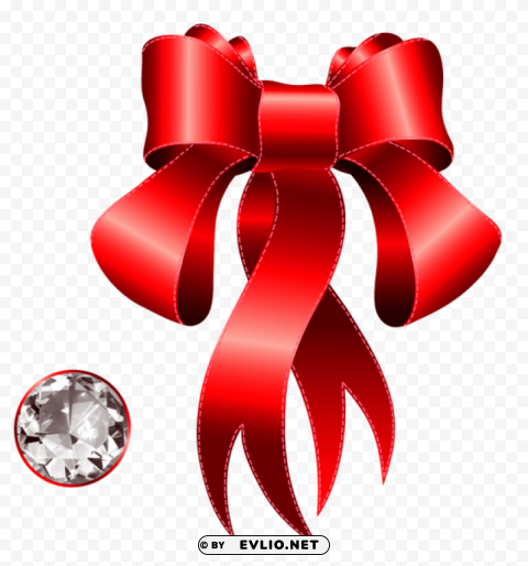 red decorative bow with diamond PNG images with high-quality resolution