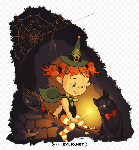 halloween little witch Transparent PNG Object with Isolation