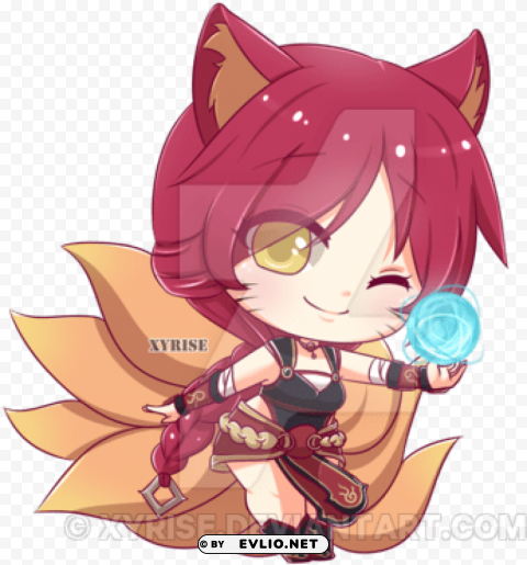 lol chibi foxfire ahri Isolated Artwork on HighQuality Transparent PNG