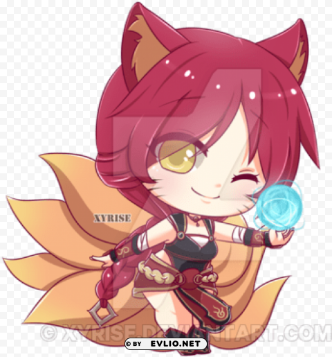 Lol Chibi Foxfire Ahri Isolated Artwork On HighQuality Transparent PNG