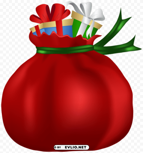 red santa claus bag PNG with clear overlay