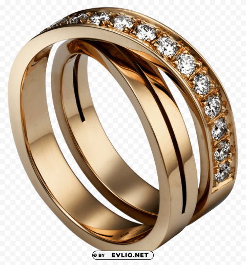gold ring with white diamonds Transparent Background PNG Isolated Pattern