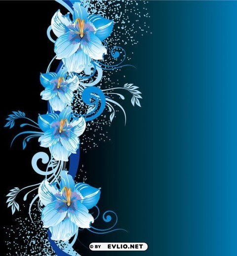 bluewith flowers Isolated Artwork in Transparent PNG Format