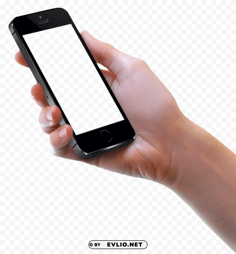 hand holding iphone Transparent PNG Isolated Item with Detail