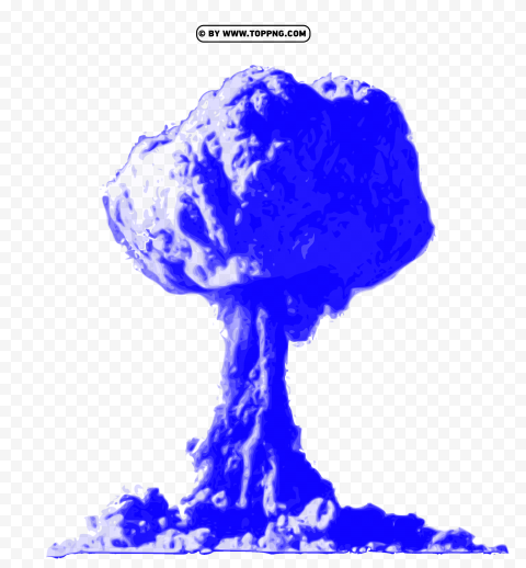  Nuclear Explosion Blue Transparent PNG Isolated Item