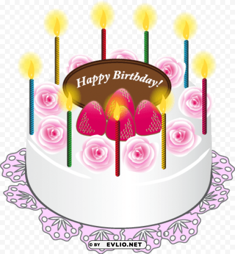 cake with candles happy birthday art Clear background PNG images diverse assortment