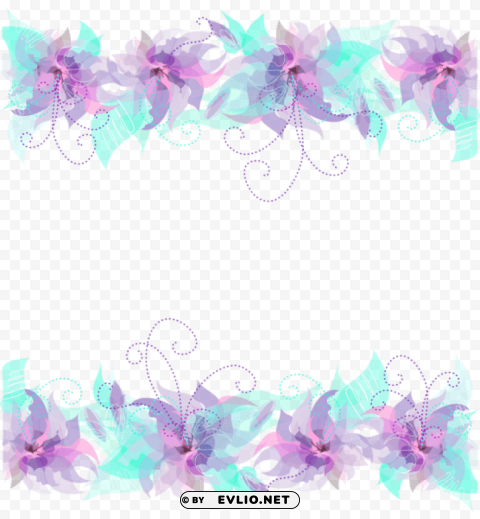 floral pink purple and blue decoration Clear PNG graphics free