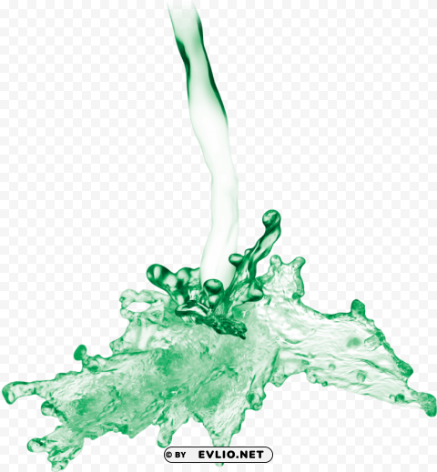 green water splash Isolated Artwork in Transparent PNG Format