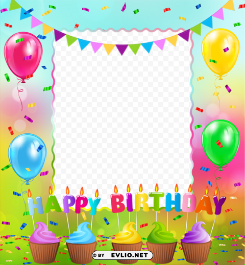 happy birthday frame PNG with Isolated Object