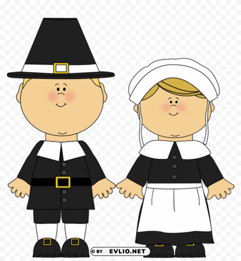 male pilgrim and female pilgrim Transparent Background PNG Isolated Item png images background -  image ID is 4862881f