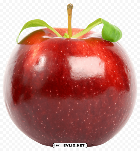 Red Apple with Leaf PNG Image Isolated with Transparency