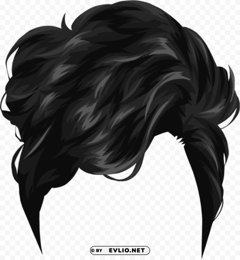 short black drawing hair Transparent PNG Object Isolation