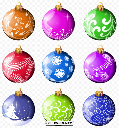 collection christmas balls ornaments Isolated Artwork in HighResolution PNG