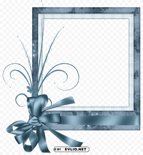 cute blue frame with bow HighQuality Transparent PNG Isolated Graphic Design