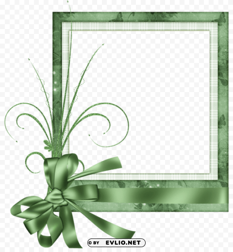 cute green frame with bow HighQuality Transparent PNG Isolated Graphic Element