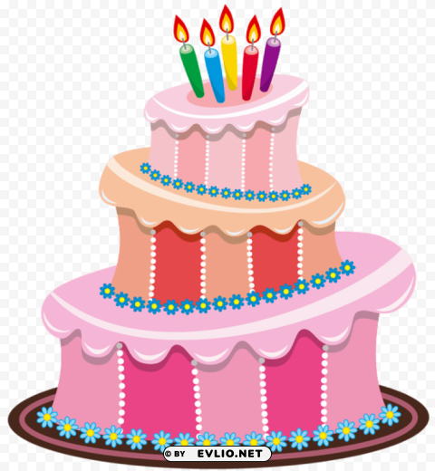 pink birthday cake Clear Background Isolated PNG Illustration